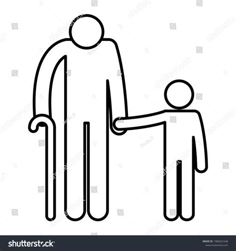 Grandfather Grandson Silhouettes Avatars Stock Vector Royalty Free