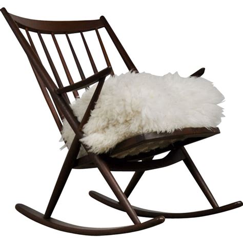 Vintage Rocking Chair For Bramin In Sheepskin And Teak 1960