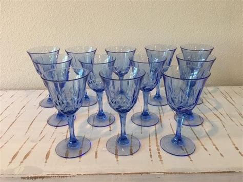 Twelve 12 Avon American Blue Classics Collection Water Goblets Cobalt Blue