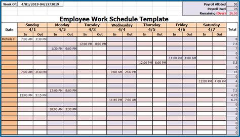 √ Free Printable Excel Employee Schedule Template
