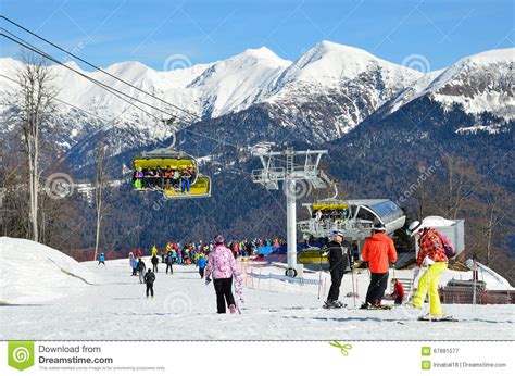 Sochi Russia February 27 2016 People Relax On Ski Resort Rosa