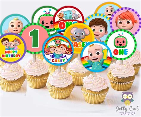 Cocomelon Birthday Party Personalized Cupcake Topper Digital Only