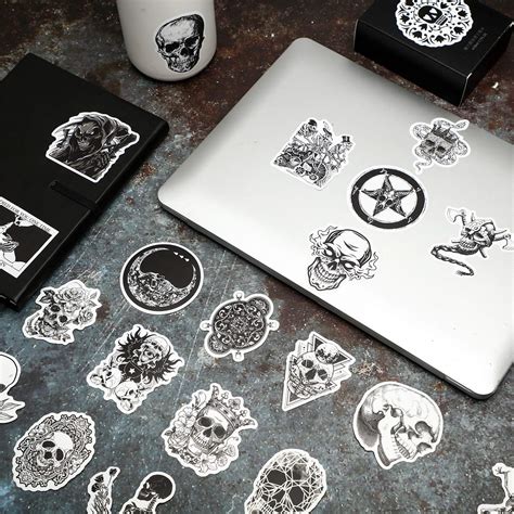250 Pieces Gothic Stickers For Water Bottle Black White Gothic