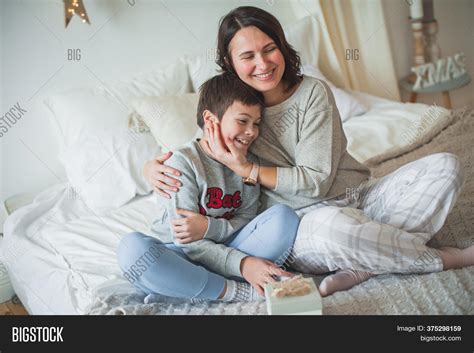 Mom Son Sitting On Bed Image Photo Free Trial Bigstock