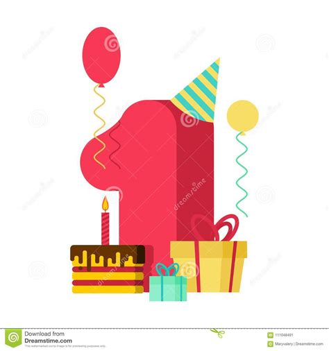Uno è il bambino più. Cartolina D'auguri Di Buon Compleanno Di 1 Anno 1th Celebrazione Di Anniversario Illustrazione ...