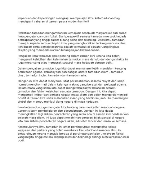 Apakah penanda aras pencapaian sesuatu tamadun? Kepentingan Mempelajari Ilmu Ketamadunan