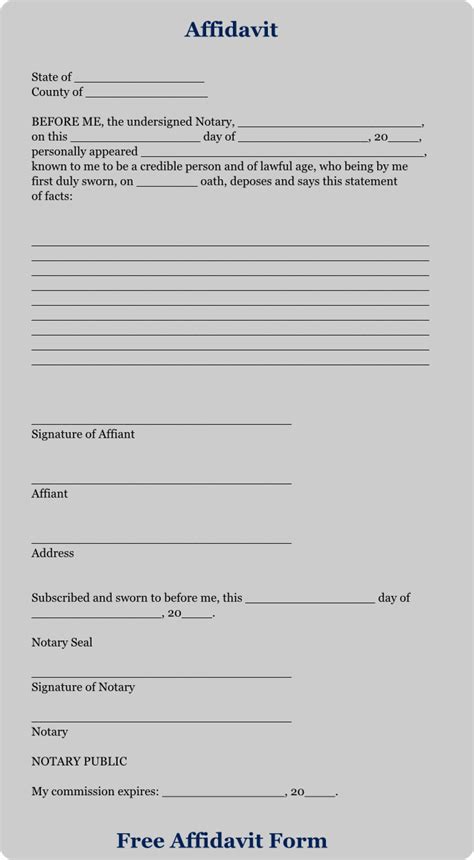 Free Printable Affidavit Form