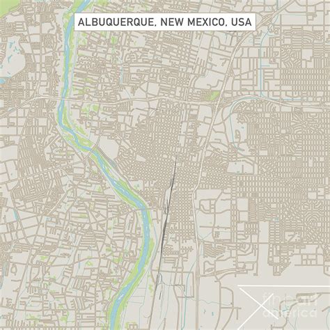 Albuquerque New Mexico Us City Street Map Digital Art By Frank Ramspott