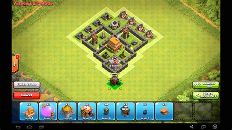 Town Hall Level 4 Defense Base Clash Of Clans Youtube