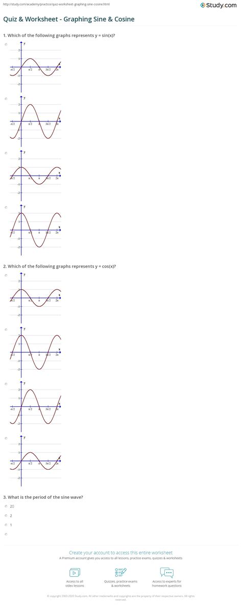 1) consider the function f(x) = sin(x). Quiz & Worksheet - Graphing Sine & Cosine | Study.com