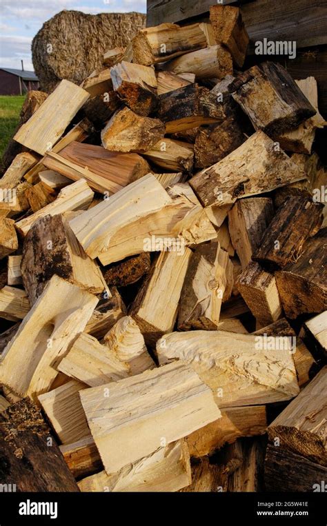 Large Stack Of Split Firewood Stock Photo Alamy