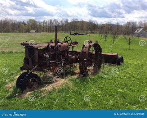 Old Tractor In Field Stock Photo Image Of Imagine Pastures 87599222