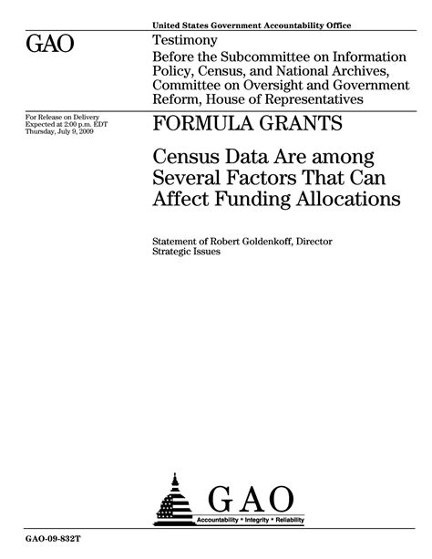 Formula Grants Census Data Are Among Several Factors That Can Affect