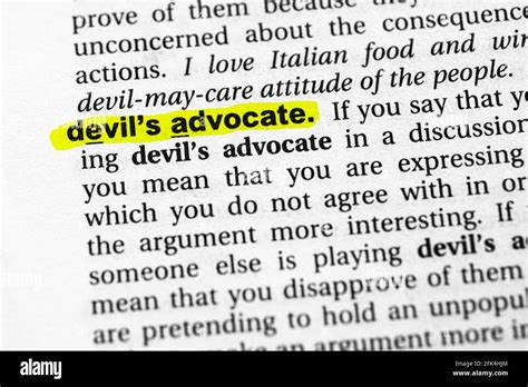 Highlighted Word Devils Advocate Concept And Meaning Stock Photo Alamy