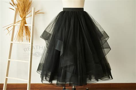 Black Tulle Skirt Women Tulle Midi Length Horsehair Skirt Etsy