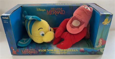 Disneys The Little Mermaid Flounder And Sebastian Tyco Stuffed Plush Set 13 3500 Picclick