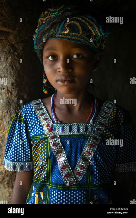 Benin West Africa Taneka Koko A Young Fulani Peul Tribe Girl Stock