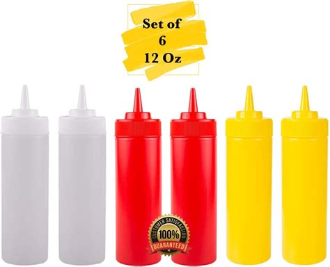 Mm Foodservice Wide Mouth Squeeze Bottle Set Of 6 Bottles
