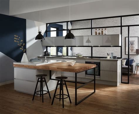 For more kitchen inspiration visit. Clerkenwell Gloss Dove Grey Kitchen | Howdens Joinery