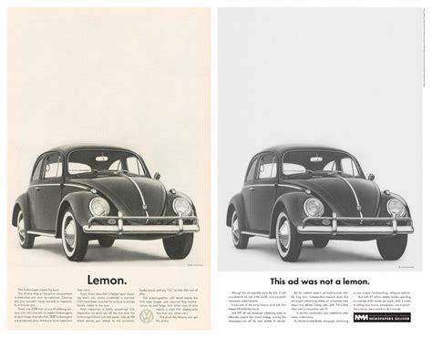 Classic Vw Lemon Campaign Volkswagen Automobile Advertising Vw
