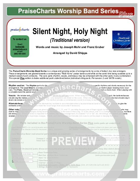 Silent Night Traditional Carol Praisecharts Praisecharts