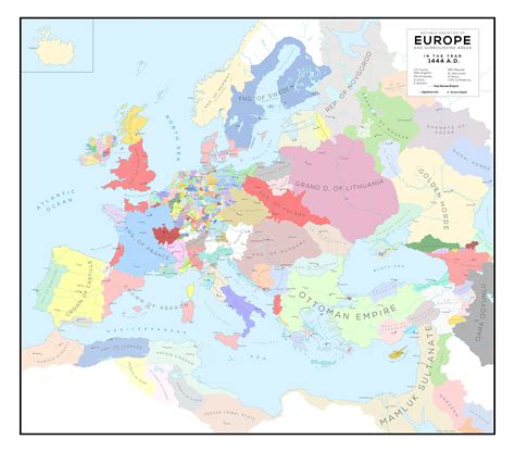 Europe And Surrounding Areas In The Year 1444 Ad Etsy Saint Empire