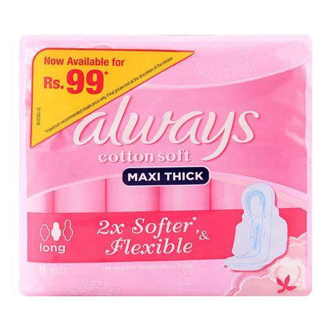 Always Cotton Soft Pads Pink Maxi Thick Long 7 Pcs Ezmarket
