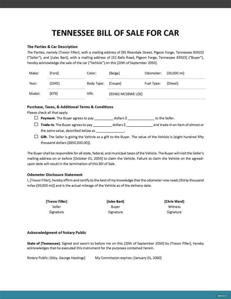 Tennessee Boat Bill Of Sale Download Fillable Pdf Templateroller