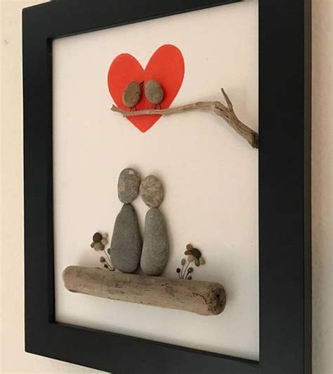 Pebble Art Couple Love Birds Etsy Canada Pebble Art Rock Crafts Crafts