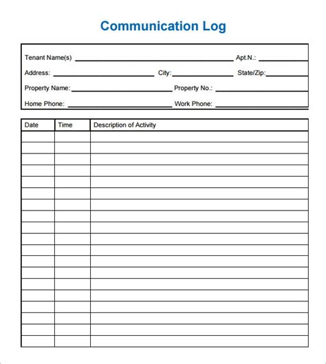 Free 6 Communication Log Samples In Pdf Ms Word