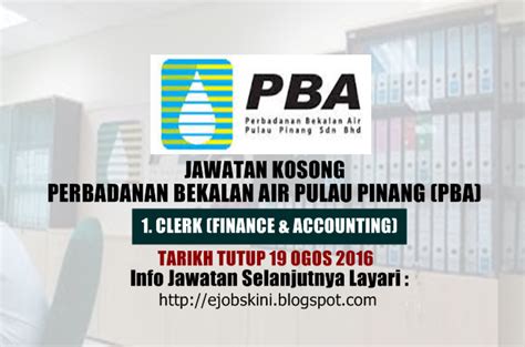 Jawatan kosong di suruhanjaya perkhidmatan awam pulau pinang telah dibuka kepada rakyat malaysia yang berumur tidak kurang tawaran untuk memohon jawatan kosong ini telahpun dibuka kepada mereka yang berminat bekerja bersama suruhanjaya perkhidmatan awam pulau pinang. Jawatan Kosong Perbadanan Bekalan Air Pulau Pinang (PBA ...