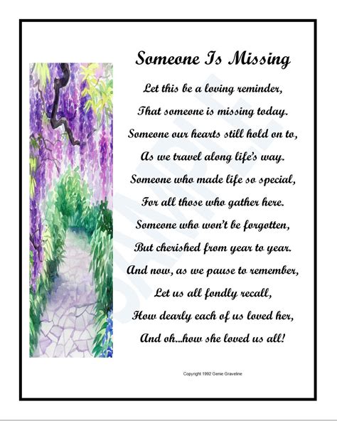 Someone Is Missing Instant Digital Download Memorial Poem Etsy