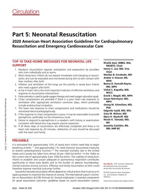 Part 5 Neonatal Resuscitation Circulation Pdf Cardiopulmonary