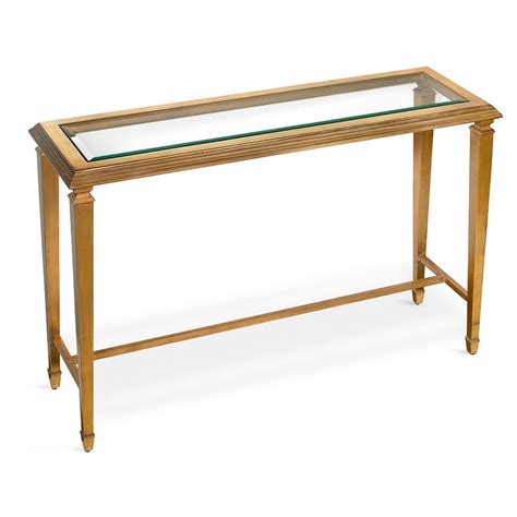 Antique Gold Leaf Console Table With Glass Top Console Tables