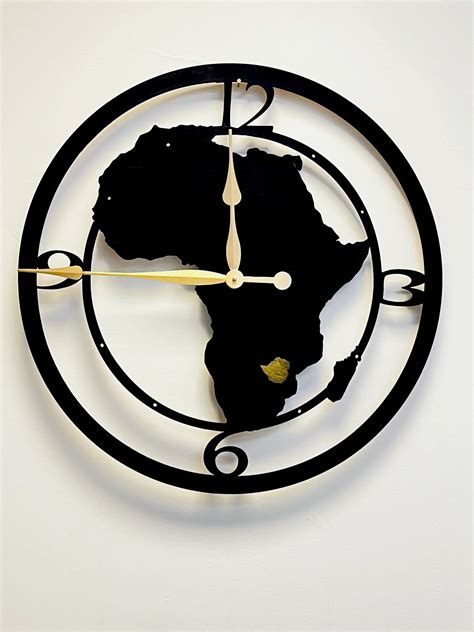 Africa Map Clock Zimbabwe Map Outline Customisable Wooden Wall Clock