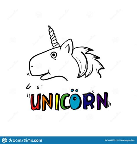 Doodle Unicorn Illustration With Hand Drawn Style Vector Stock Vector