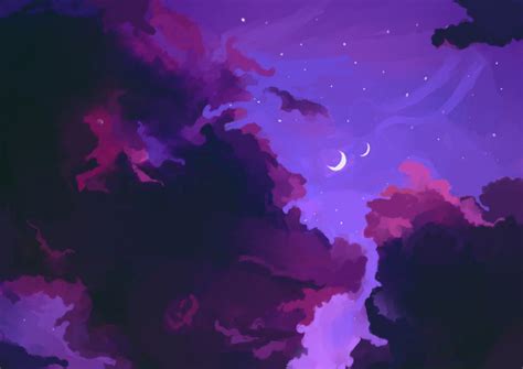 Space Night Clouds Purple Aesthetic Anime Purpleaesthet