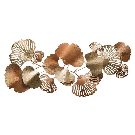 Luxury Gold Ginkgo Leaves Metal Wall Decor Home Art 539l X 244h