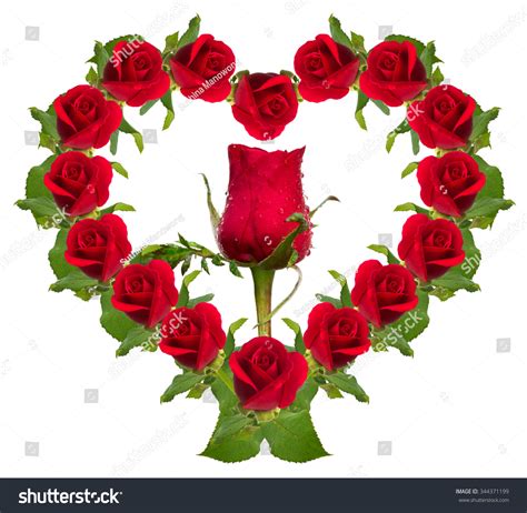 Red Rose Flower Bouquet Heart Shape Stock Photo 344371199