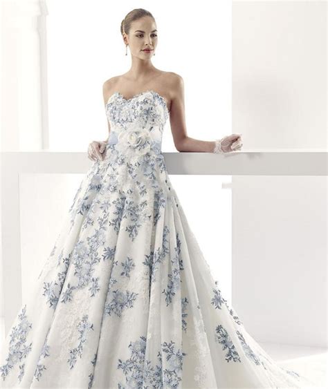 Romantic Blue Ivory Tulle Lace Wedding Dress 2016 Lace Appliques
