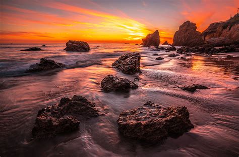 Photo California Usa El Matador Beach Crag Nature Sunrises And