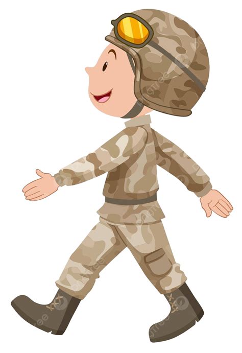 Soldier In Brown Uniform Walking Marching Adult Combat Vector Marching