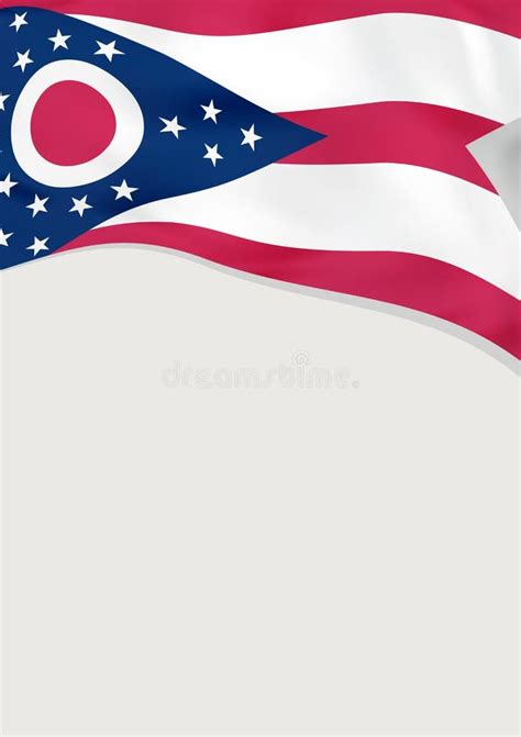 Leaflet Design With Flag Of Ohio Us Vector Template Stock Vector