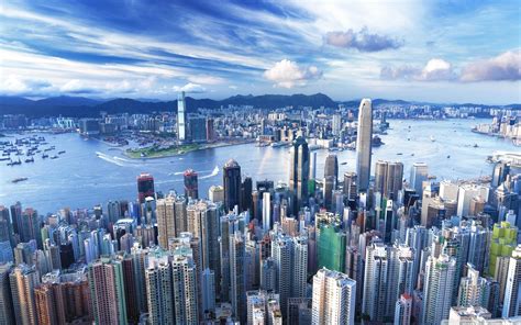 Wallpaper 2560x1600 Px Kota Cityscape Hongkong Pencakar Langit