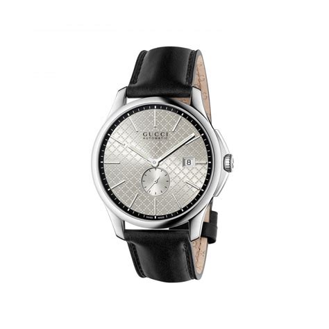 Gents Gucci G Timeless Silver Dial Black Strap Automatic Watch