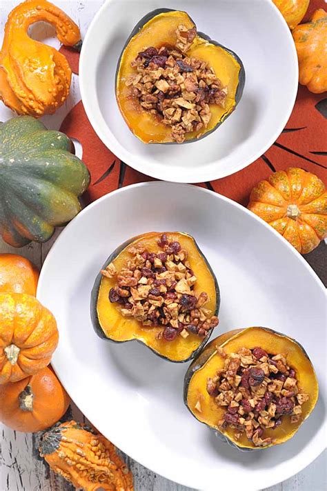 Stuffed Acorn Squash With Apples Nuts Cranberries