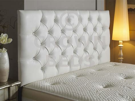 Crownbedsuk Diamante Faux Leather Headboard White 6ft Uk Kitchen And Home