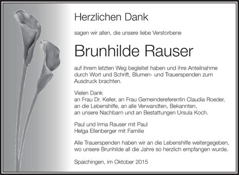 Traueranzeigen Von Brunhilde Rauser Schwaebische De Trauerportal