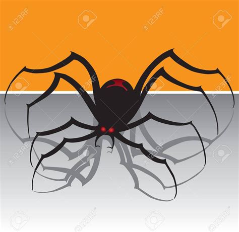Menacing Black Widow Spider With Red Eyes Royalty Free Cliparts