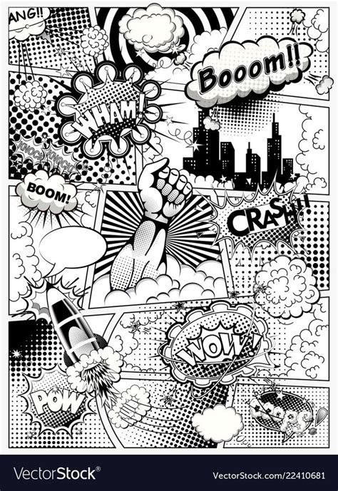 Black And White Comic Book Page Royalty Free Vector Image Desenho